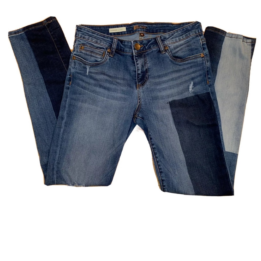Kut From Kloth Catherine Boyfriend Distressed Color Block Jeans size 6